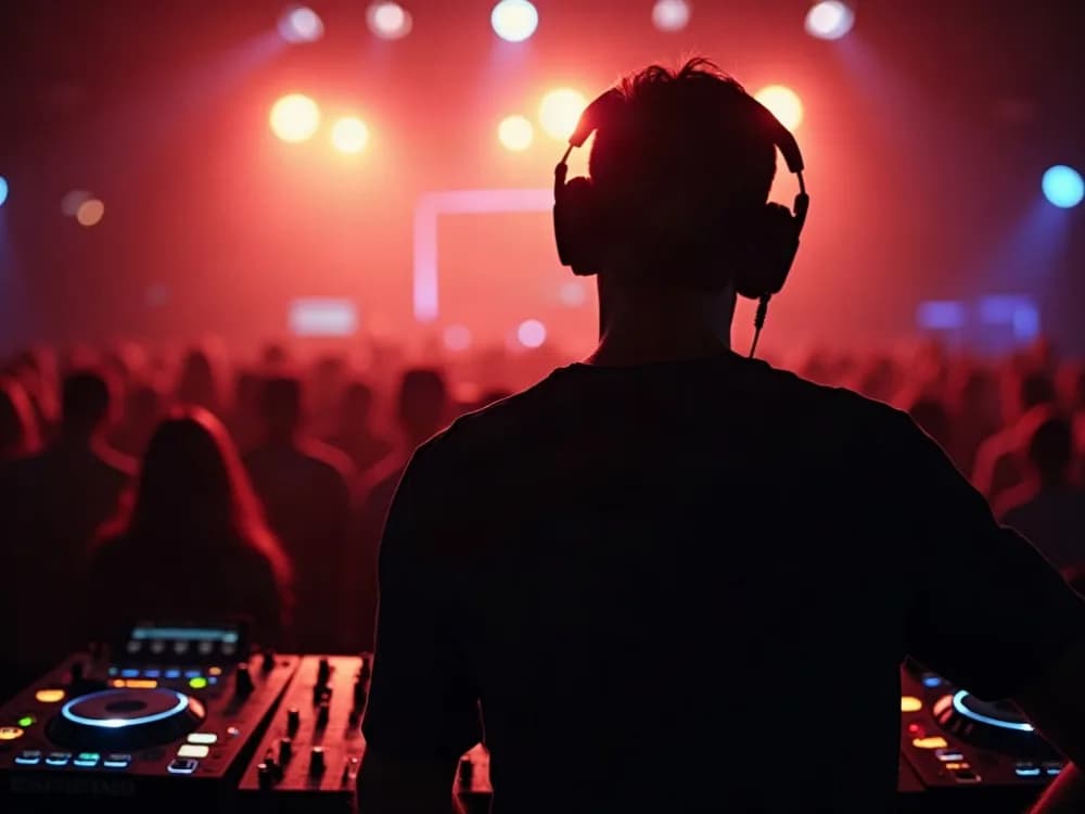 DJ de espaldas frente a una pista llena
